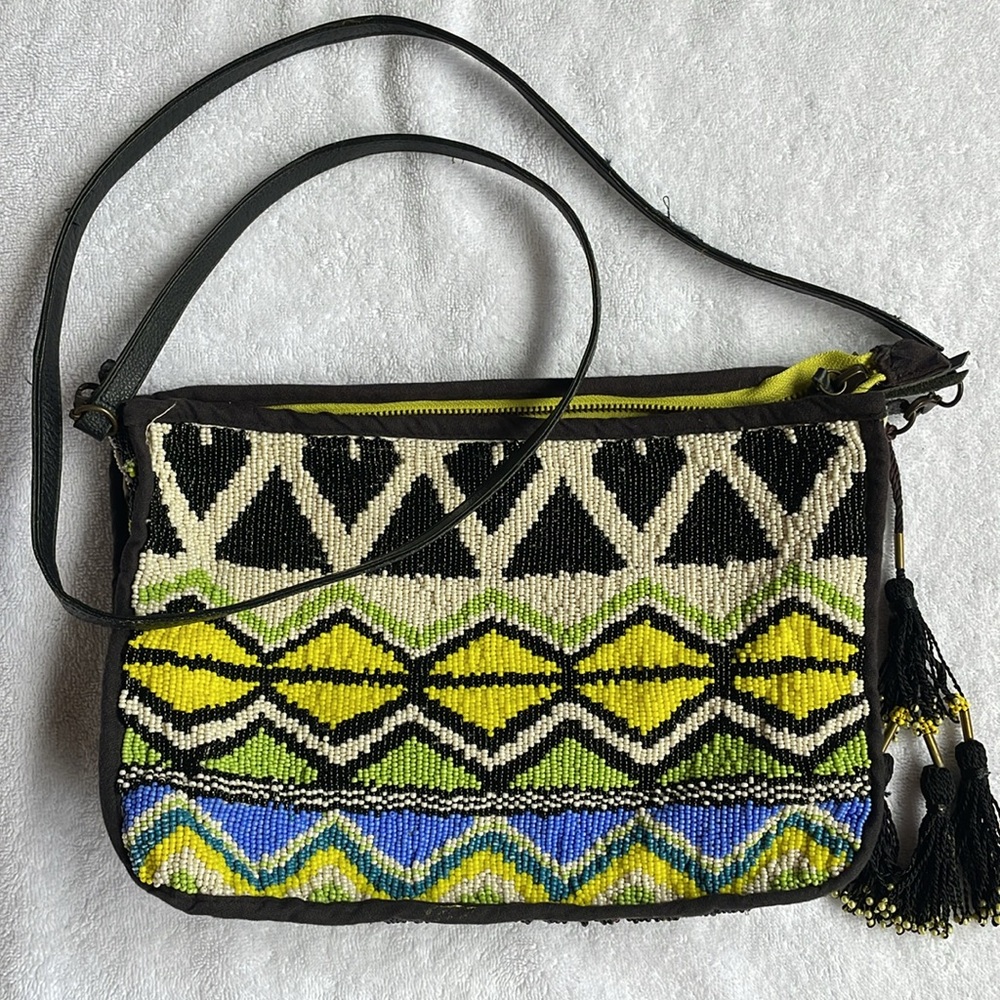 Anthropologie Jasper and Jeera Beaded geometric Crossbody purse